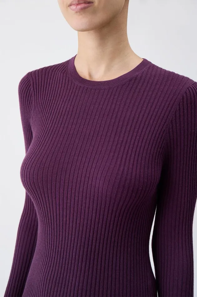 Women Knitwear Gabriela Hearst Browning Knit Sweater In Italian Plum Cashmere Silk