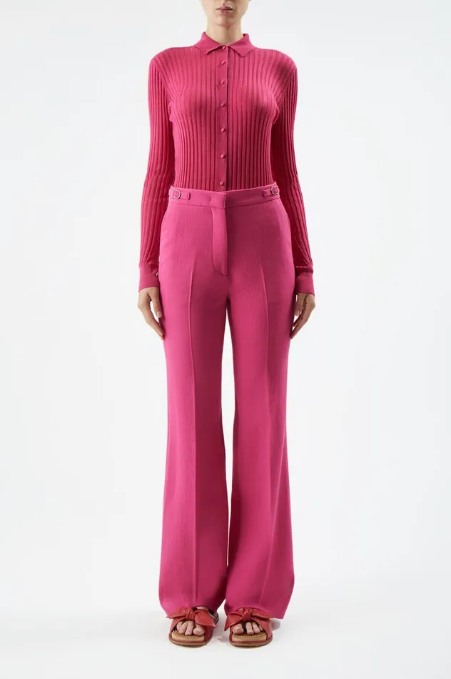 Women Knitwear Gabriela Hearst Cavalieri Knit Shirt In Fuchsia Cashmere Silk
