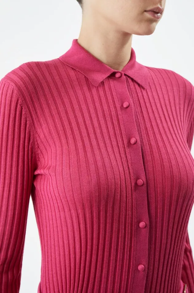 Women Knitwear Gabriela Hearst Cavalieri Knit Shirt In Fuchsia Cashmere Silk
