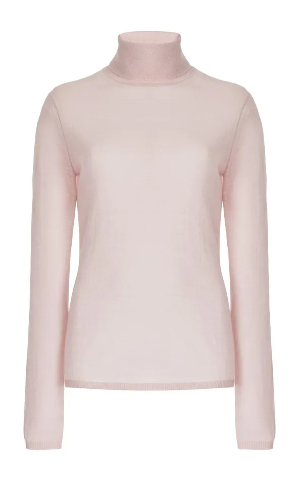 Women Knitwear Gabriela Hearst Costa Knit Turtleneck In Blush Cashmere Silk