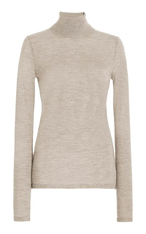 Women Knitwear Gabriela Hearst Costa Knit Turtleneck In Oatmeal Cashmere Silk
