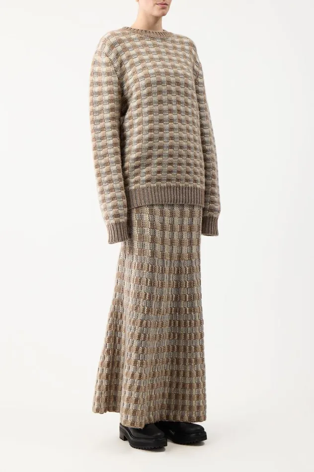 Women Knitwear Gabriela Hearst Drew Knit Skirt In Ivory Multi Cashmere