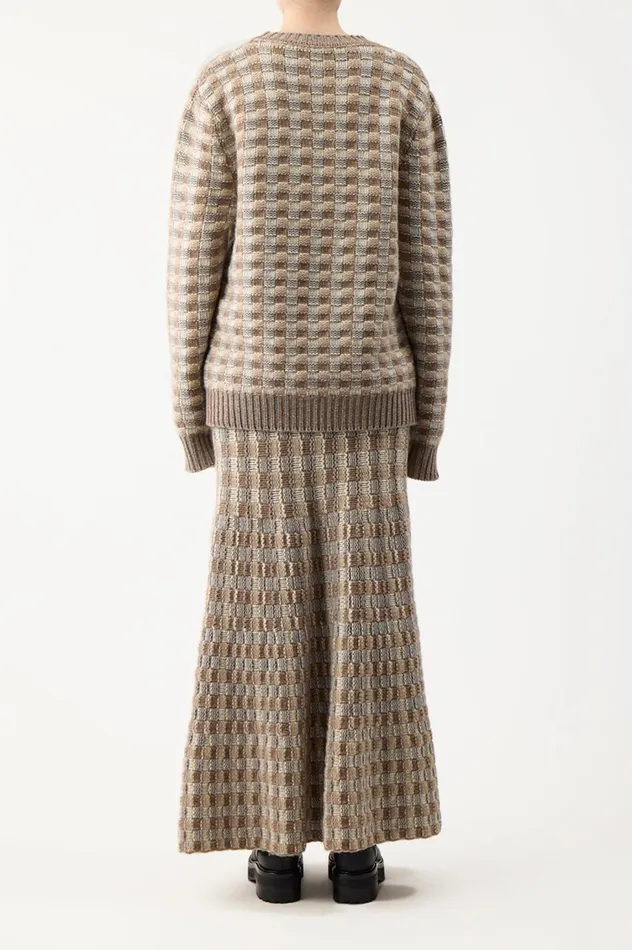 Women Knitwear Gabriela Hearst Drew Knit Skirt In Ivory Multi Cashmere