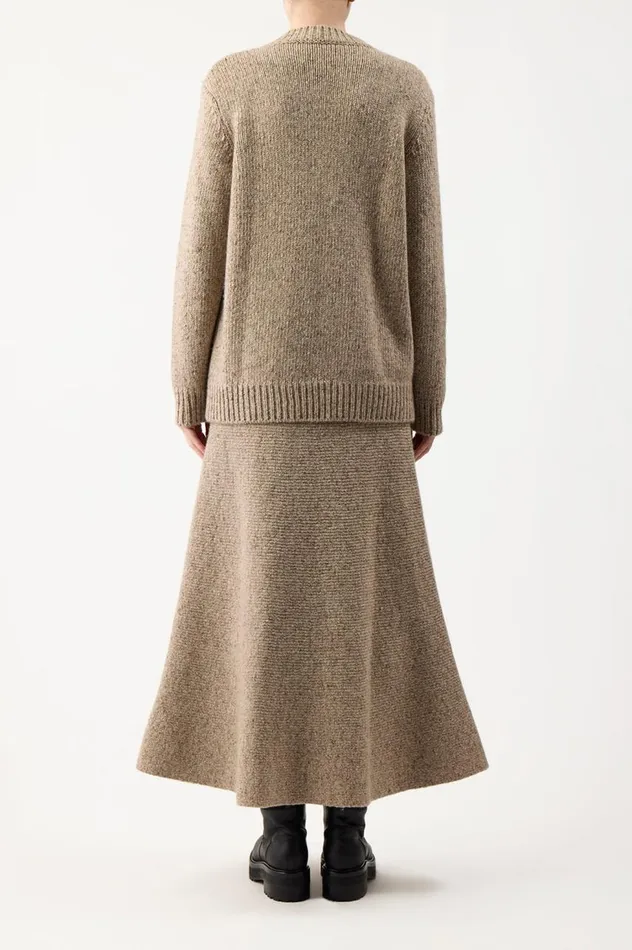 Women Knitwear Gabriela Hearst Eden Knit Skirt In Oatmeal Multi Cashmere