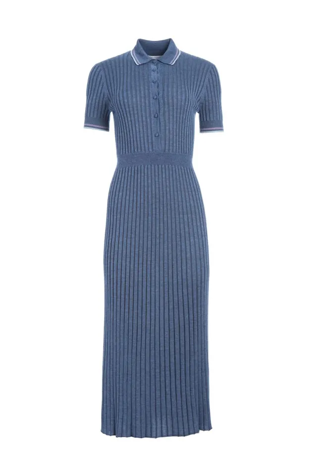 Women Knitwear Gabriela Hearst Eyot Knit Dress In Denim Blue Cashmere Silk