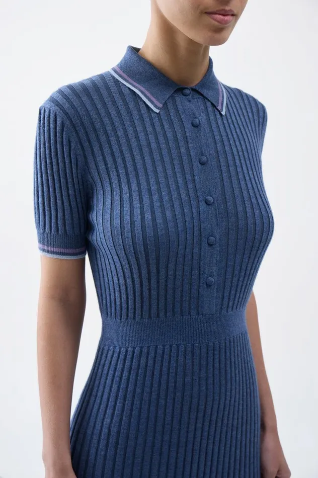 Women Knitwear Gabriela Hearst Eyot Knit Dress In Denim Blue Cashmere Silk