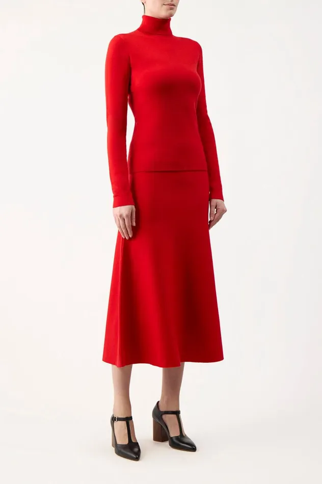 Women Knitwear Gabriela Hearst Freddie Knit Skirt In Red Topaz Merino Wool Cashmere