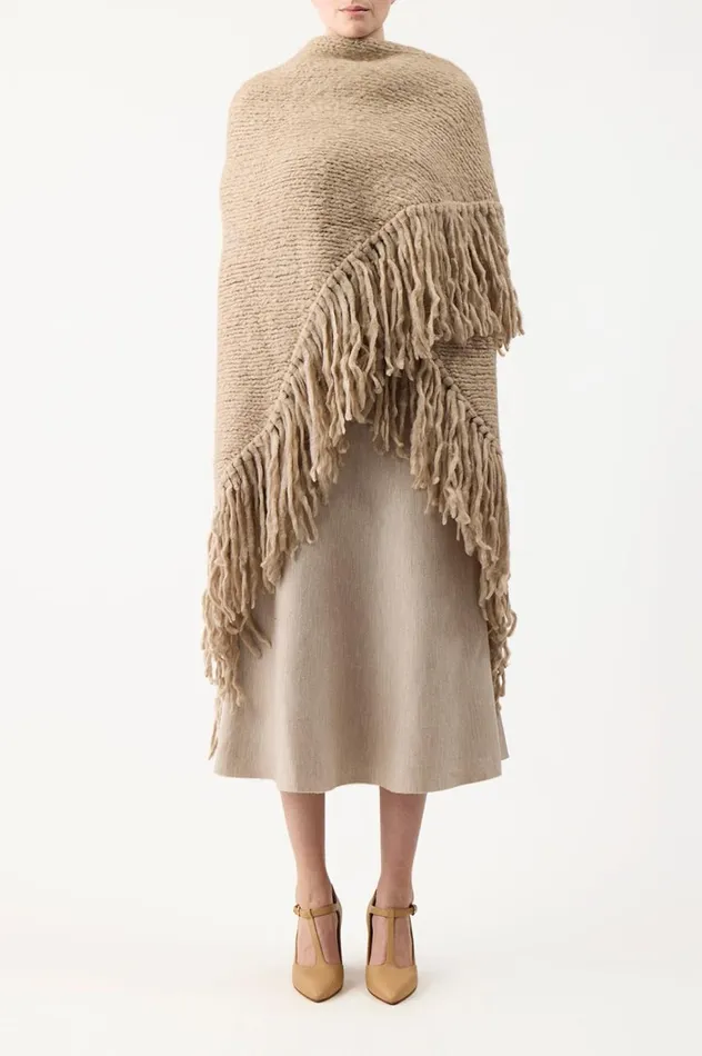 Women Knitwear Gabriela Hearst Lauren Knit Wrap In Oatmeal Welfat Cashmere