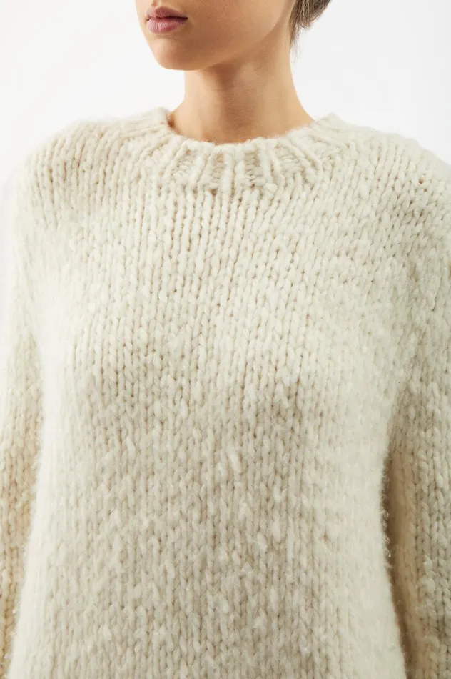 Women Knitwear Gabriela Hearst Lawrence Knit Sweater In Ivory Welfat Cashmere