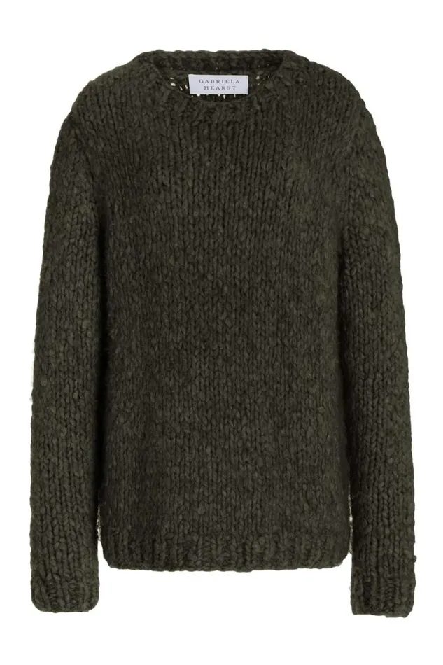 Women Knitwear Gabriela Hearst Lawrence Knit Sweater In Olive Welfat Cashmere
