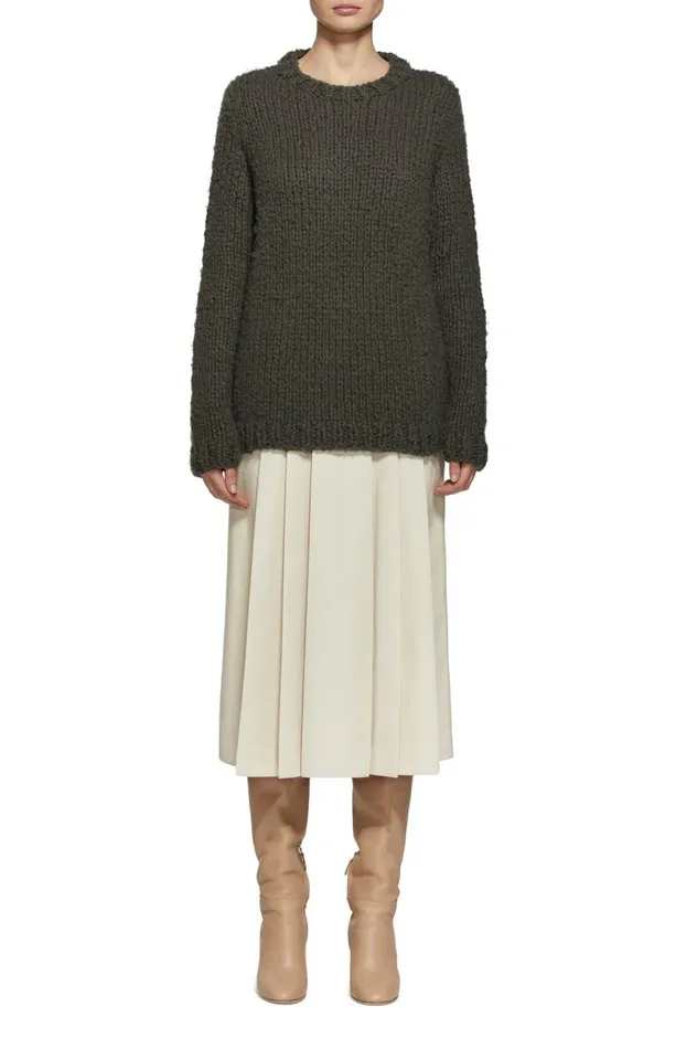 Women Knitwear Gabriela Hearst Lawrence Knit Sweater In Olive Welfat Cashmere