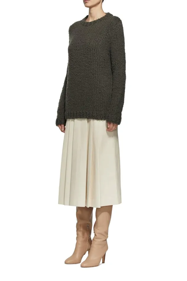 Women Knitwear Gabriela Hearst Lawrence Knit Sweater In Olive Welfat Cashmere