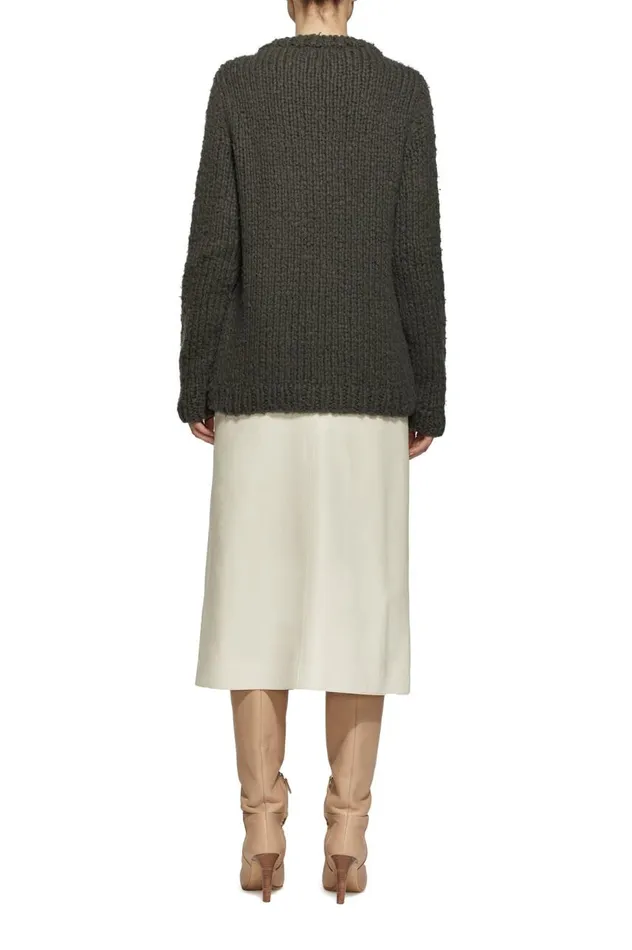 Women Knitwear Gabriela Hearst Lawrence Knit Sweater In Olive Welfat Cashmere