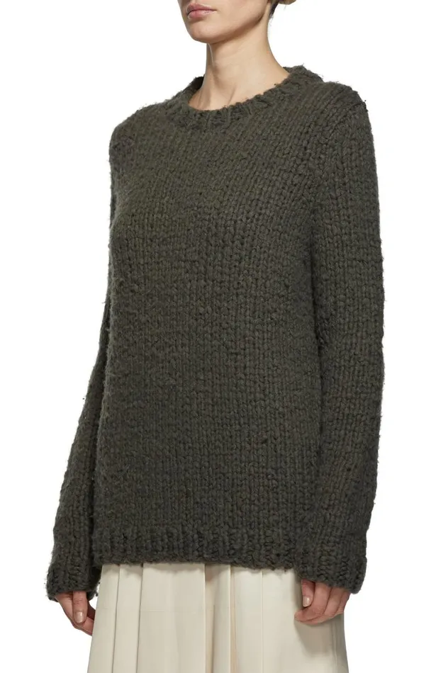 Women Knitwear Gabriela Hearst Lawrence Knit Sweater In Olive Welfat Cashmere