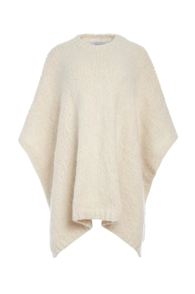 Women Knitwear Gabriela Hearst Lyla Knit Poncho In Ivory Welfat Cashmere