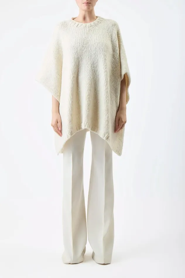Women Knitwear Gabriela Hearst Lyla Knit Poncho In Ivory Welfat Cashmere