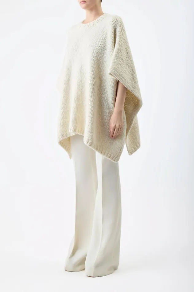 Women Knitwear Gabriela Hearst Lyla Knit Poncho In Ivory Welfat Cashmere