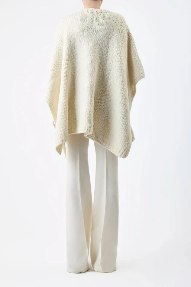 Women Knitwear Gabriela Hearst Lyla Knit Poncho In Ivory Welfat Cashmere