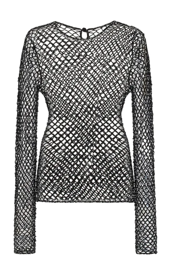 Women Knitwear Gabriela Hearst Yahav Knit Top In Black Beaded Cashmere