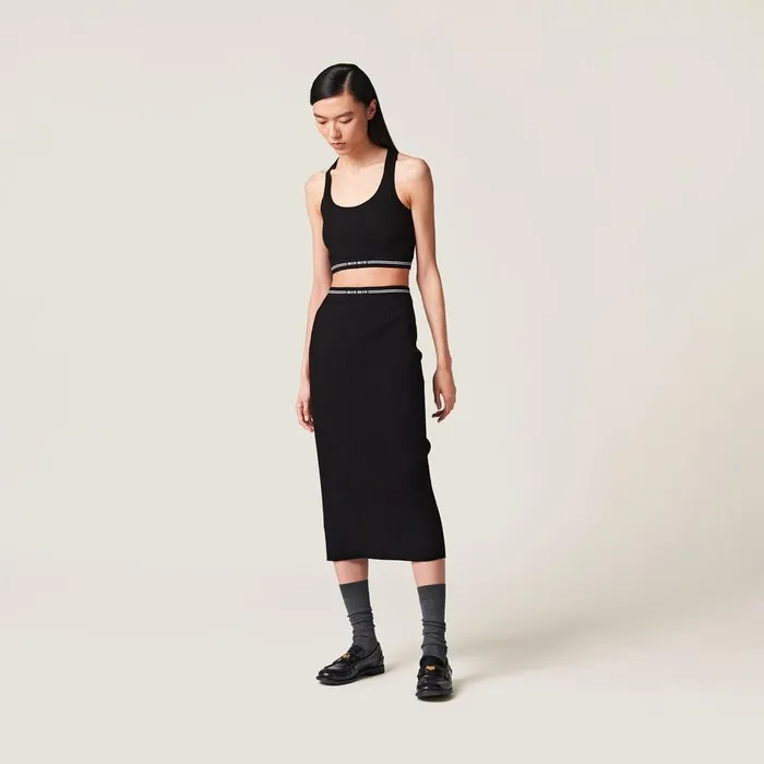 Women Knitwear Miu Miu Viscose Top Black Women Knitwear Miu Miu Viscose Top Black