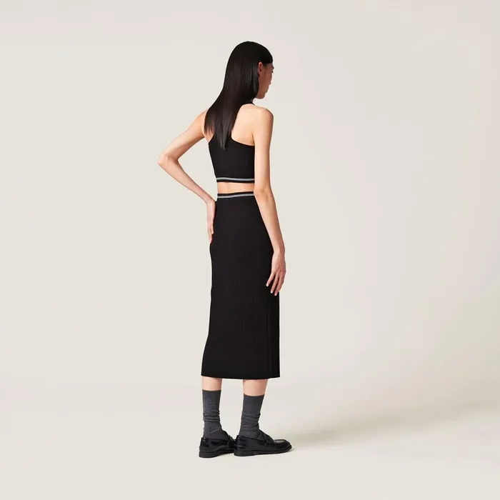 Women Knitwear Miu Miu Viscose Top Black Women Knitwear Miu Miu Viscose Top Black