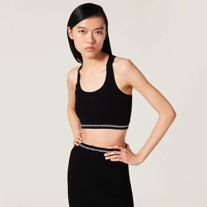 Women Knitwear Miu Miu Viscose Top Black Women Knitwear Miu Miu Viscose Top Black