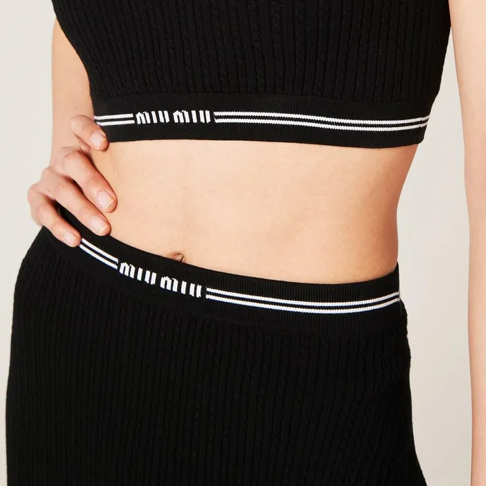 Women Knitwear Miu Miu Viscose Top Black Women Knitwear Miu Miu Viscose Top Black