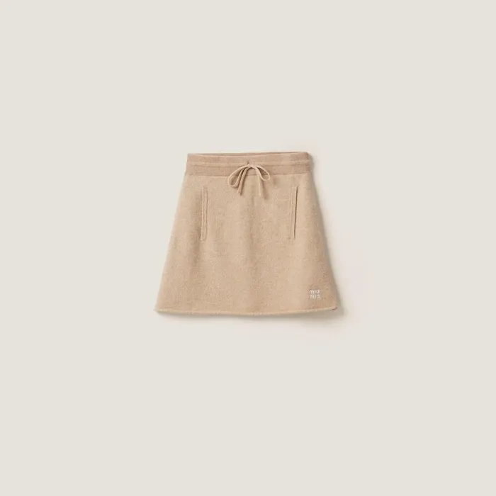 Women Knitwear Miu Miu Wool And Cashmere Skirt Sand Beige