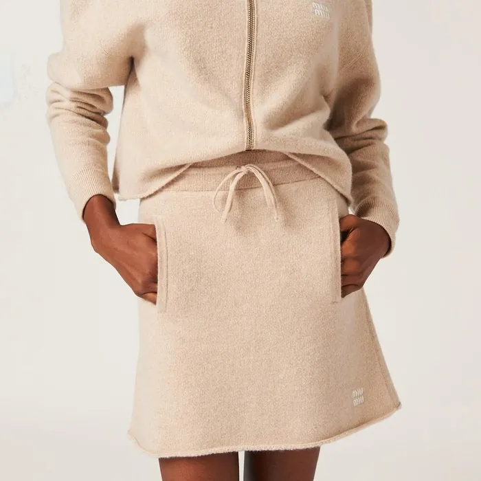 Women Knitwear Miu Miu Wool And Cashmere Skirt Sand Beige Women Knitwear Miu Miu Wool And Cashmere Skirt Sand Beige