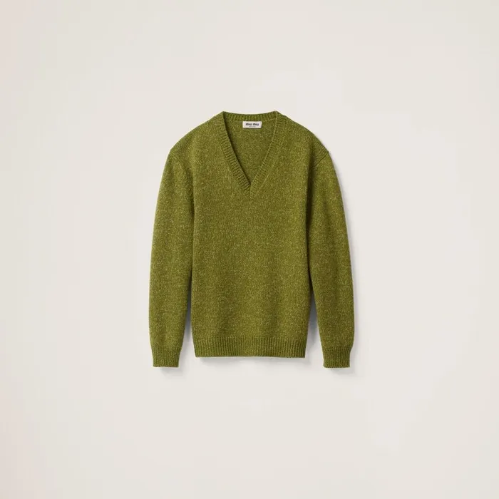 Women Knitwear Miu Miu Wool And Cashmere Sweater Fern Green