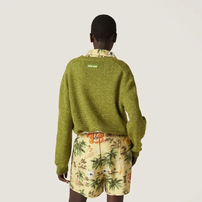 Women Knitwear Miu Miu Wool And Cashmere Sweater Fern Green Women Knitwear Miu Miu Wool And Cashmere Sweater Fern Green