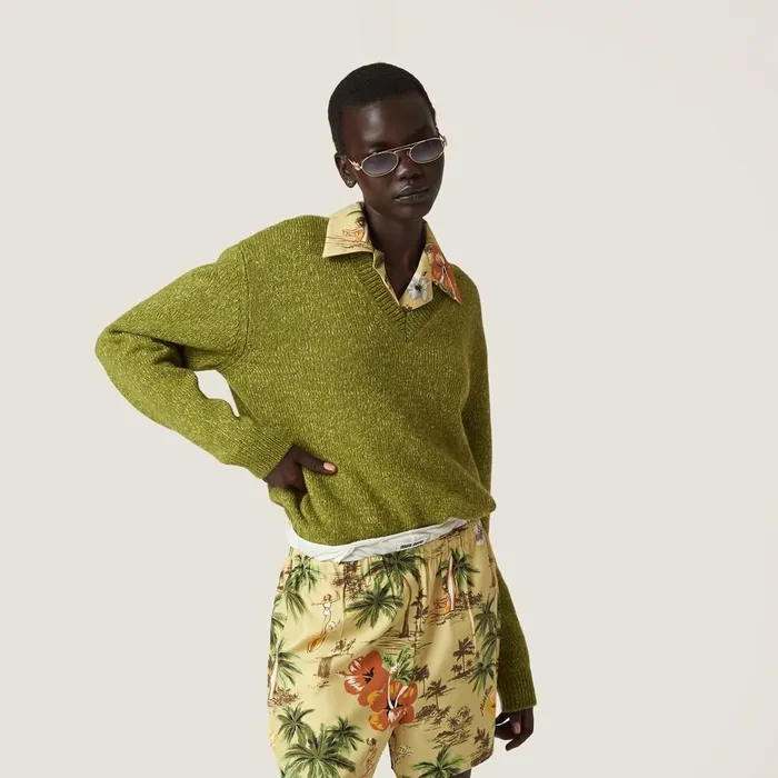 Women Knitwear Miu Miu Wool And Cashmere Sweater Fern Green Women Knitwear Miu Miu Wool And Cashmere Sweater Fern Green
