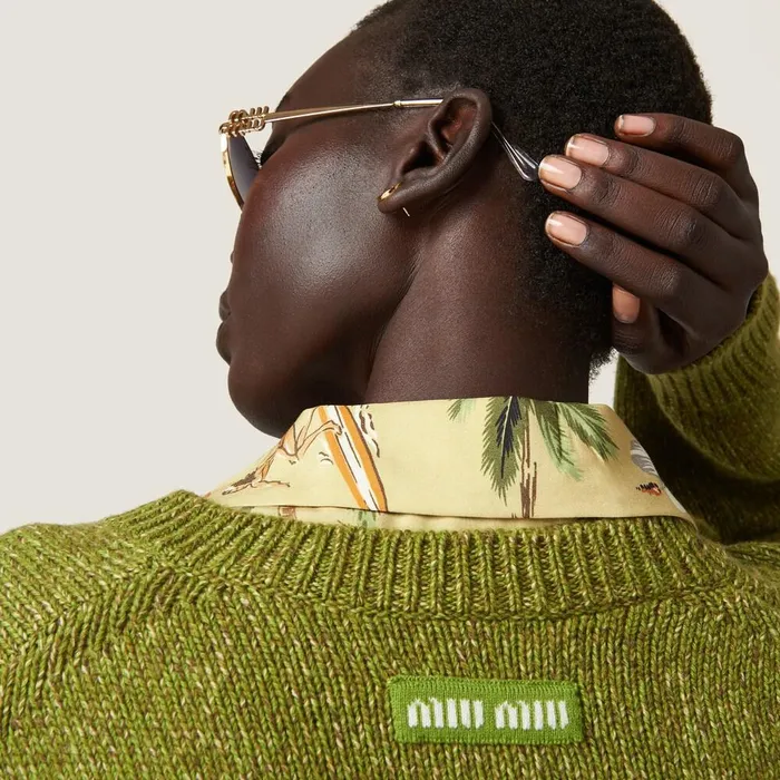 Women Knitwear Miu Miu Wool And Cashmere Sweater Fern Green Women Knitwear Miu Miu Wool And Cashmere Sweater Fern Green