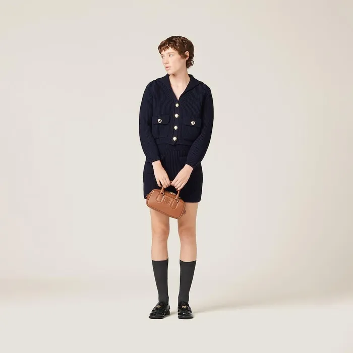 Women Knitwear Miu Miu Wool Knit Cardigan Navy Women Knitwear Miu Miu Wool Knit Cardigan Navy