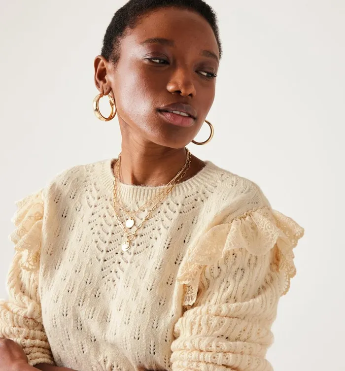 Women Lace And Cable Knit Jumper 8211 Ecru Promod Jumpers And Cardigans Women Lace And Cable Knit Jumper 8211 Ecru Promod Jumpers And Cardigans