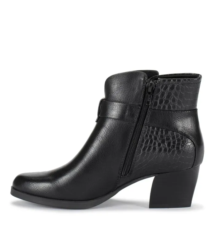 Women Lane Block Heel Bootie Black Croco Baretraps Booties