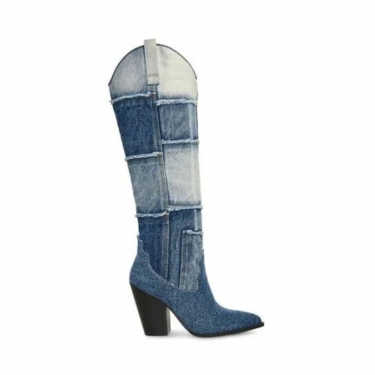 Women LASSO DENIM MULTI Denim Multi Steve Madden Boots and Booties