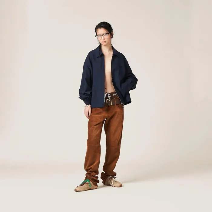 Women Leather Miu Miu Suede Pants Cinnamon Women Leather Miu Miu Suede Pants Cinnamon