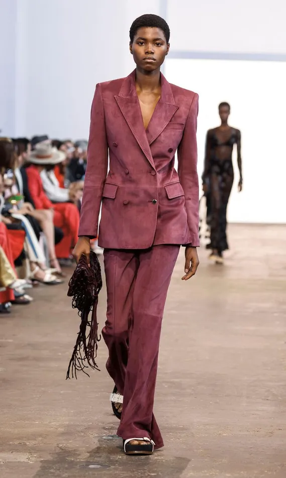 Women Leathers Gabriela Hearst Gavin Blazer In Deep Bordeaux Suede