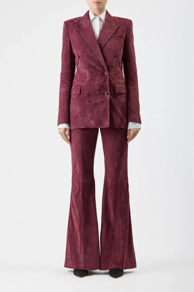 Women Leathers Gabriela Hearst Gavin Blazer In Deep Bordeaux Suede
