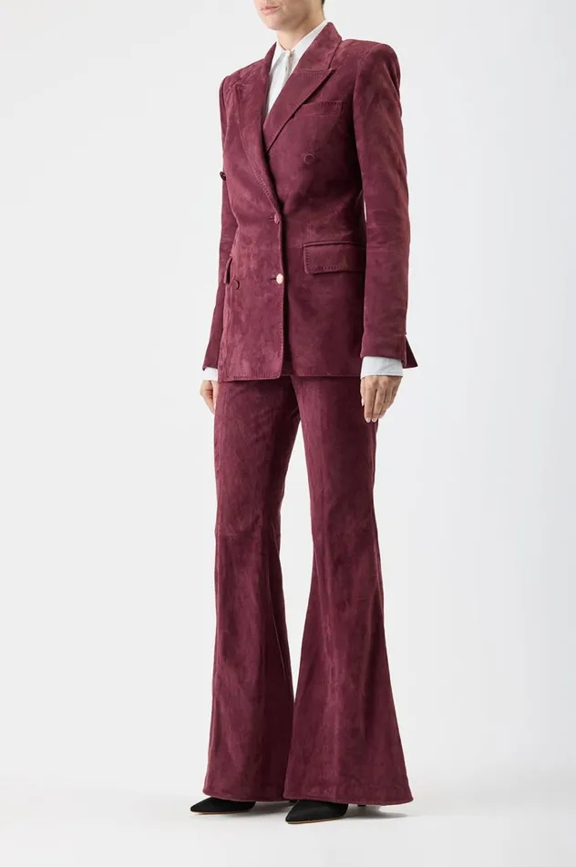 Women Leathers Gabriela Hearst Gavin Blazer In Deep Bordeaux Suede