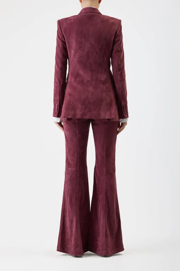 Women Leathers Gabriela Hearst Gavin Blazer In Deep Bordeaux Suede