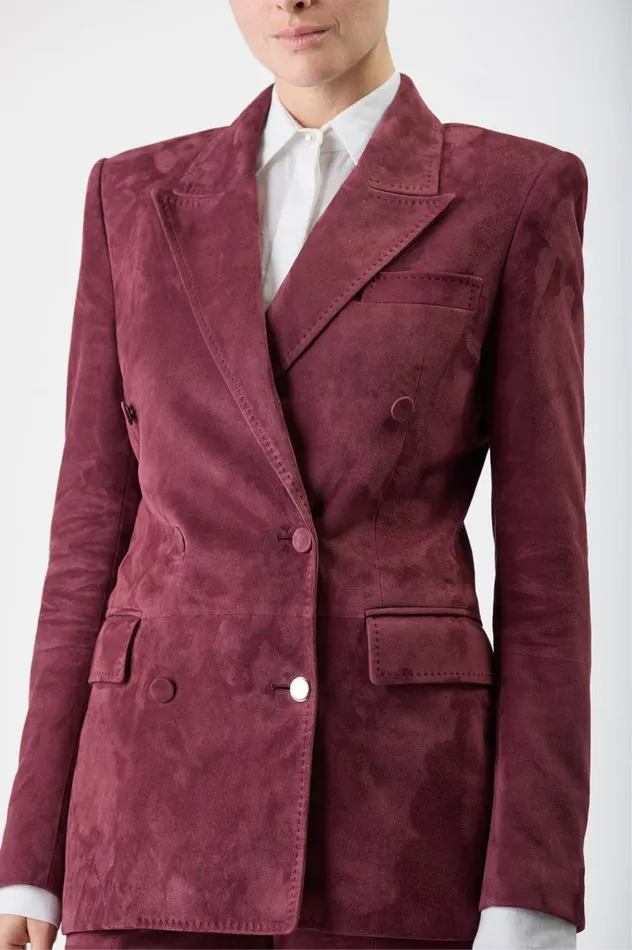 Women Leathers Gabriela Hearst Gavin Blazer In Deep Bordeaux Suede