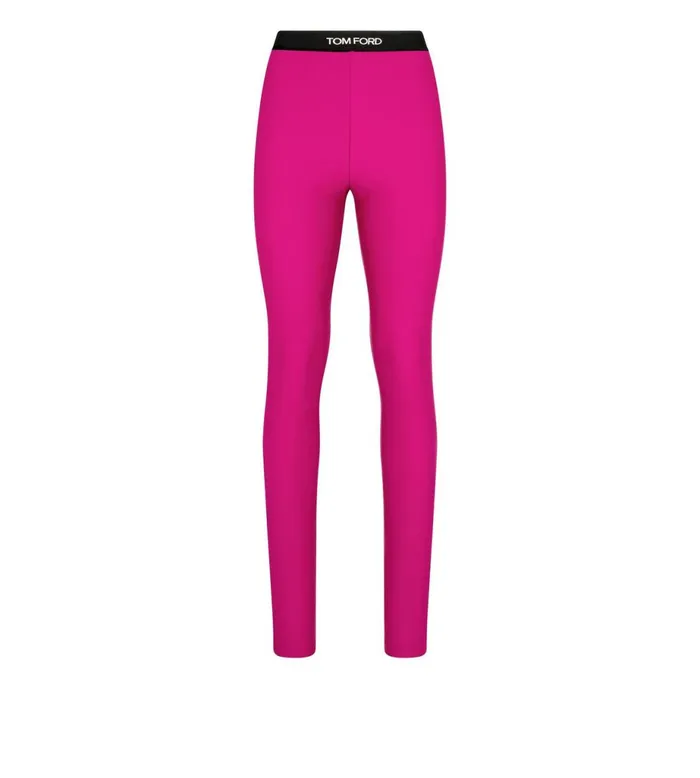 Women Leggings Tom Ford Stretch Lycra Logoed Leggings Fuschia