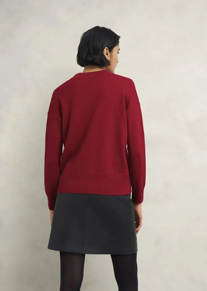 Women Lettie V Neck Jumper With Cashmere Pomegranate Red Hobbs Jumpers and Cardigans