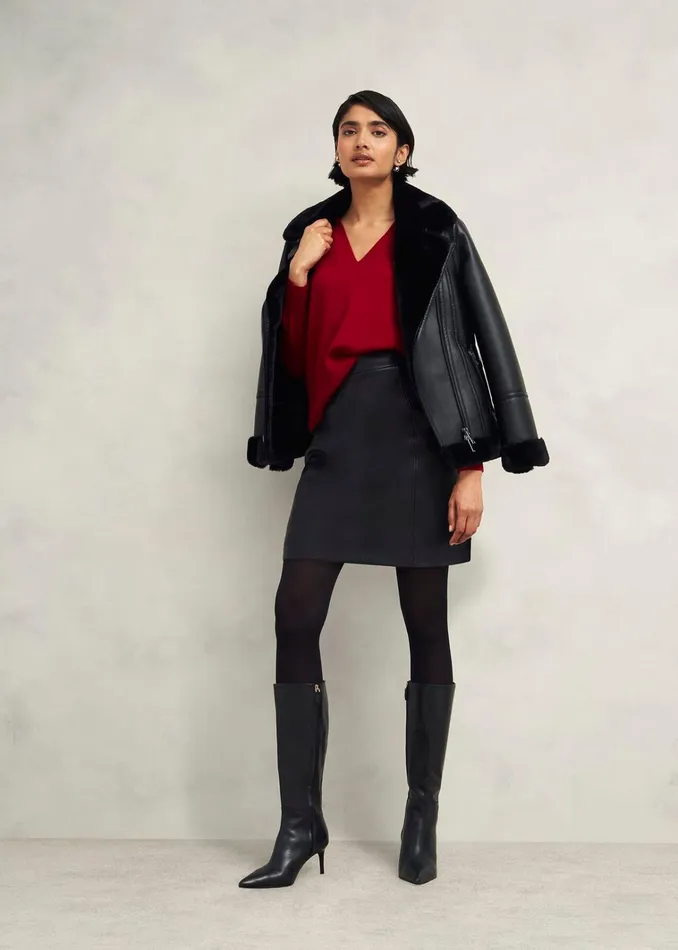 Women Lettie V Neck Jumper With Cashmere Pomegranate Red Hobbs Jumpers and Cardigans