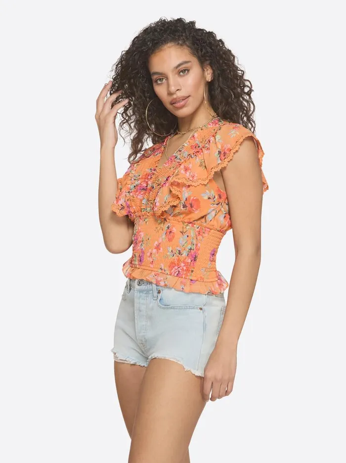 Women Lilianna Top In Watercolor Roses Jessica Simpson Tops and Tees