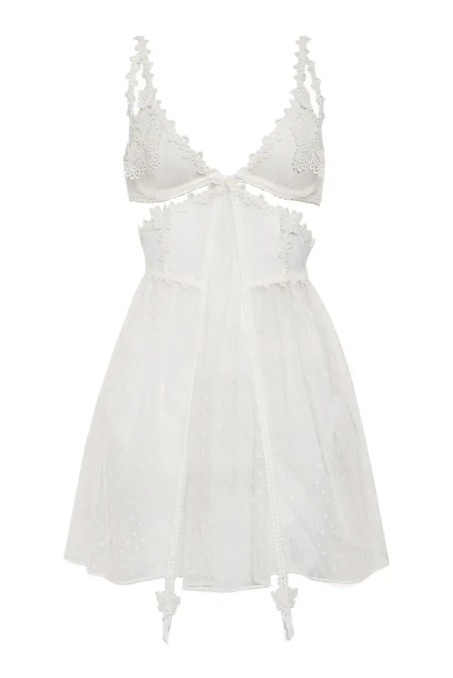 Women Lingerie For Love and Lemons Beaming Butterfly Applique Slip Dress White Women Lingerie For Love and Lemons Beaming Butterfly Applique Slip Dress White