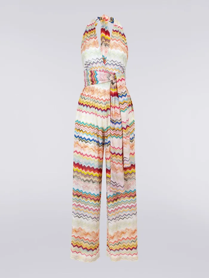 Women Long Multicoloured 3d Effect Viscose Knit Jumpsuit Multicoloured Missoni Beachwear Women Long Multicoloured 3d Effect Viscose Knit Jumpsuit Multicoloured Missoni Beachwear