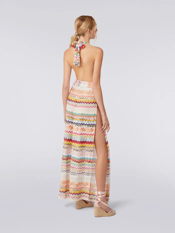 Women Long Multicoloured 3d Effect Viscose Knit Jumpsuit Multicoloured Missoni Beachwear
